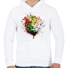 PRINTFASHION absztrakt tigris arc - Férfi kapucnis pulóver - Fehér