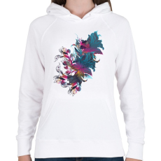 PRINTFASHION Absztrakt virág - Női kapucnis pulóver - Fehér
