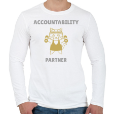 PRINTFASHION Accountability partner- Számonkérő edző társ  - Férfi hosszú ujjú póló - Fehér férfi póló