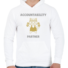PRINTFASHION Accountability partner- Számonkérő edző társ - Férfi kapucnis pulóver - Fehér férfi pulóver, kardigán