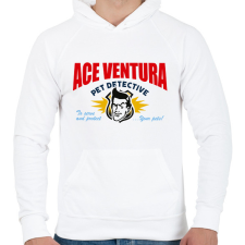 PRINTFASHION Ace Ventura névjegy - Férfi kapucnis pulóver - Fehér férfi pulóver, kardigán