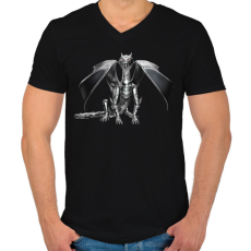 PRINTFASHION Acélsárkány - Férfi V-nyakú póló - Fekete