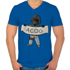 PRINTFASHION ACOG - Férfi V-nyakú póló - Királykék