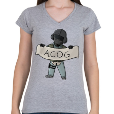 PRINTFASHION ACOG - Női V-nyakú póló - Sport szürke női póló