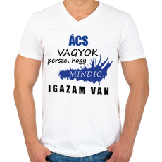 PRINTFASHION Ács vagyok... - Férfi V-nyakú póló - Fehér