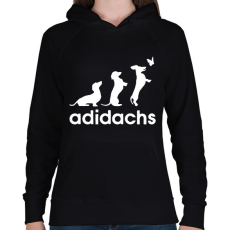 PRINTFASHION Adidachs fehér - Női kapucnis pulóver - Fekete