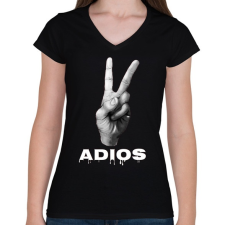 PRINTFASHION ADIOS - Női V-nyakú póló - Fekete női póló