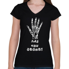 PRINTFASHION Adj egy ötöst! - Női V-nyakú póló - Fekete