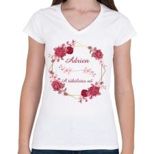 PRINTFASHION Adrien - Női V-nyakú póló - Fehér női póló