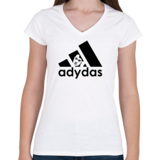 PRINTFASHION Adydas - Márka paródia - Női V-nyakú póló - Fehér női póló