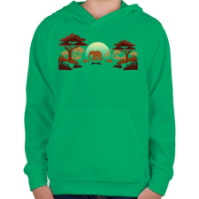 PRINTFASHION Afrika - Gyerek kapucnis pulóver - Zöld gyerek pulóver, kardigán