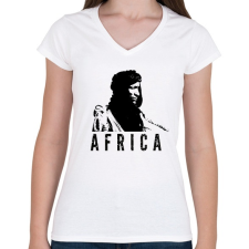 PRINTFASHION Afrika - Női V-nyakú póló - Fehér női póló