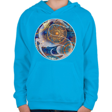 PRINTFASHION Agár kör motívumban - Gyerek kapucnis pulóver - Azúrkék gyerek pulóver, kardigán