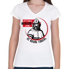 PRINTFASHION Ahol az ördög táncol - Női V-nyakú póló - Fehér