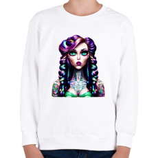 PRINTFASHION AI_Android_Tetovált_Lány_1 - Gyerek pulóver - Fehér