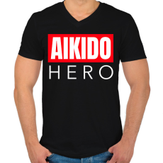 PRINTFASHION AIKIDO HERO - Férfi V-nyakú póló - Fekete