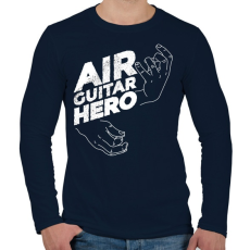 PRINTFASHION Air Guitar Hero - Férfi hosszú ujjú póló - Sötétkék