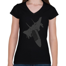 PRINTFASHION Aircraft - Női V-nyakú póló - Fekete