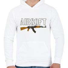 PRINTFASHION Airsoft AK-47 - Férfi kapucnis pulóver - Fehér férfi pulóver, kardigán