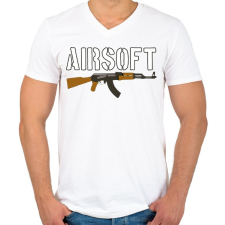 PRINTFASHION Airsoft AK-47 - Férfi V-nyakú póló - Fehér férfi póló