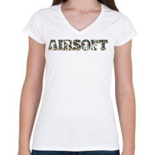 PRINTFASHION Airsotf - terepmintás - Női V-nyakú póló - Fehér női póló