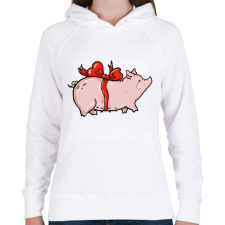 PRINTFASHION Ajándék malac - Női kapucnis pulóver - Fehér női pulóver, kardigán