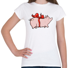 PRINTFASHION Ajándék malac - Női póló - Fehér