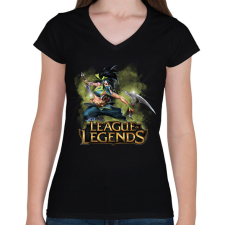 PRINTFASHION Akali - Női V-nyakú póló - Fekete női póló