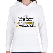 PRINTFASHION Aki boldog hétfőn - Női kapucnis pulóver - Fehér női pulóver, kardigán