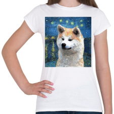PRINTFASHION Akita festmény - Női póló - Fehér női póló