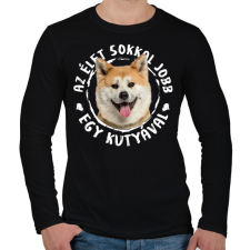 PRINTFASHION Akita Inu - Férfi hosszú ujjú póló - Fekete férfi póló