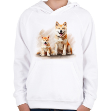 PRINTFASHION Akita kutyák - Gyerek kapucnis pulóver - Fehér