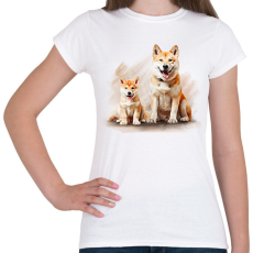 PRINTFASHION Akita kutyák - Női póló - Fehér