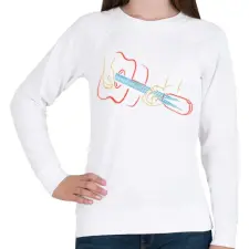 PRINTFASHION Akusztikus gitár - Női pulóver - Fehér női pulóver, kardigán