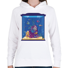 PRINTFASHION Akvárium - Női kapucnis pulóver - Fehér