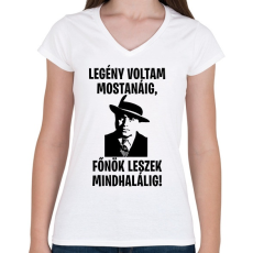 PRINTFASHION Al Capone főnök - Női V-nyakú póló - Fehér