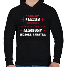 PRINTFASHION Alacsony legjobb barát - Férfi kapucnis pulóver - Fekete