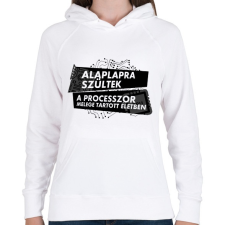 PRINTFASHION Alaplapra szültek - Női kapucnis pulóver - Fehér női pulóver, kardigán