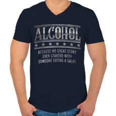 PRINTFASHION Alcohol - Férfi V-nyakú póló - Sötétkék