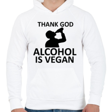 PRINTFASHION Alcohol is vegan - Férfi kapucnis pulóver - Fehér