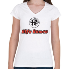 PRINTFASHION Alf'a Romeo - Női V-nyakú póló - Fehér női póló