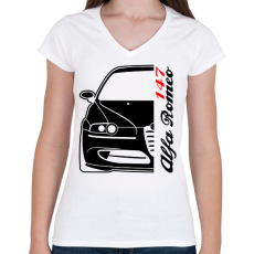 PRINTFASHION Alfa Romeo 147 02 - Női V-nyakú póló - Fehér