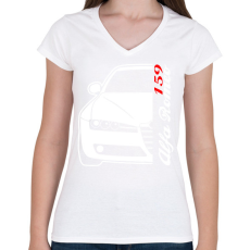 PRINTFASHION Alfa Romeo 159 001 - Női V-nyakú póló - Fehér