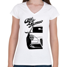 PRINTFASHION Alfa Romeo Mito - Black - Női V-nyakú póló - Fehér női póló