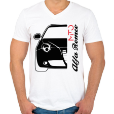 PRINTFASHION Alfa Romeo Mito - fekete - Férfi V-nyakú póló - Fehér férfi póló