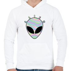 PRINTFASHION Alien - Férfi kapucnis pulóver - Fehér