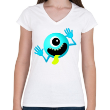 PRINTFASHION Alien - Női V-nyakú póló - Fehér női póló