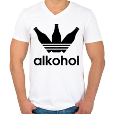PRINTFASHION Alkohol - Férfi V-nyakú póló - Fehér férfi póló