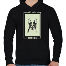 PRINTFASHION ALL CATS BITCHES - Férfi kapucnis pulóver - Fekete