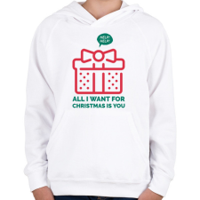 PRINTFASHION All I want for Christmas is you - Gyerek kapucnis pulóver - Fehér gyerek pulóver, kardigán